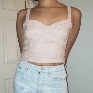 3/$15 Blush Pink Lace Bustier Crop Top